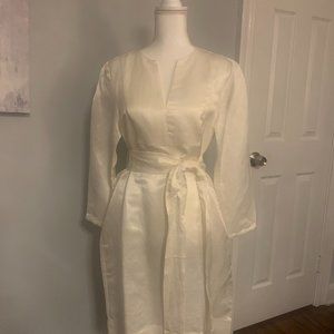 J Crew Ivory Linen Shiny Dress